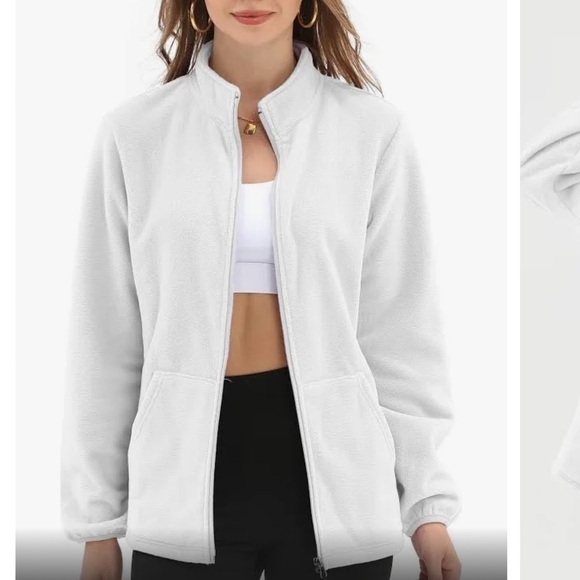 Amazon Essentials White Polar Soft Fleece Jacket size XL - Picture 1 of 7
